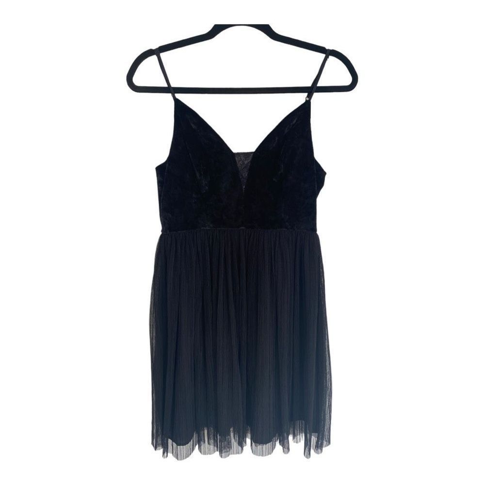 BCBGeneration Women's Black Adjustable Straps Velvet & Lace Bodice Tule Skirt Dr